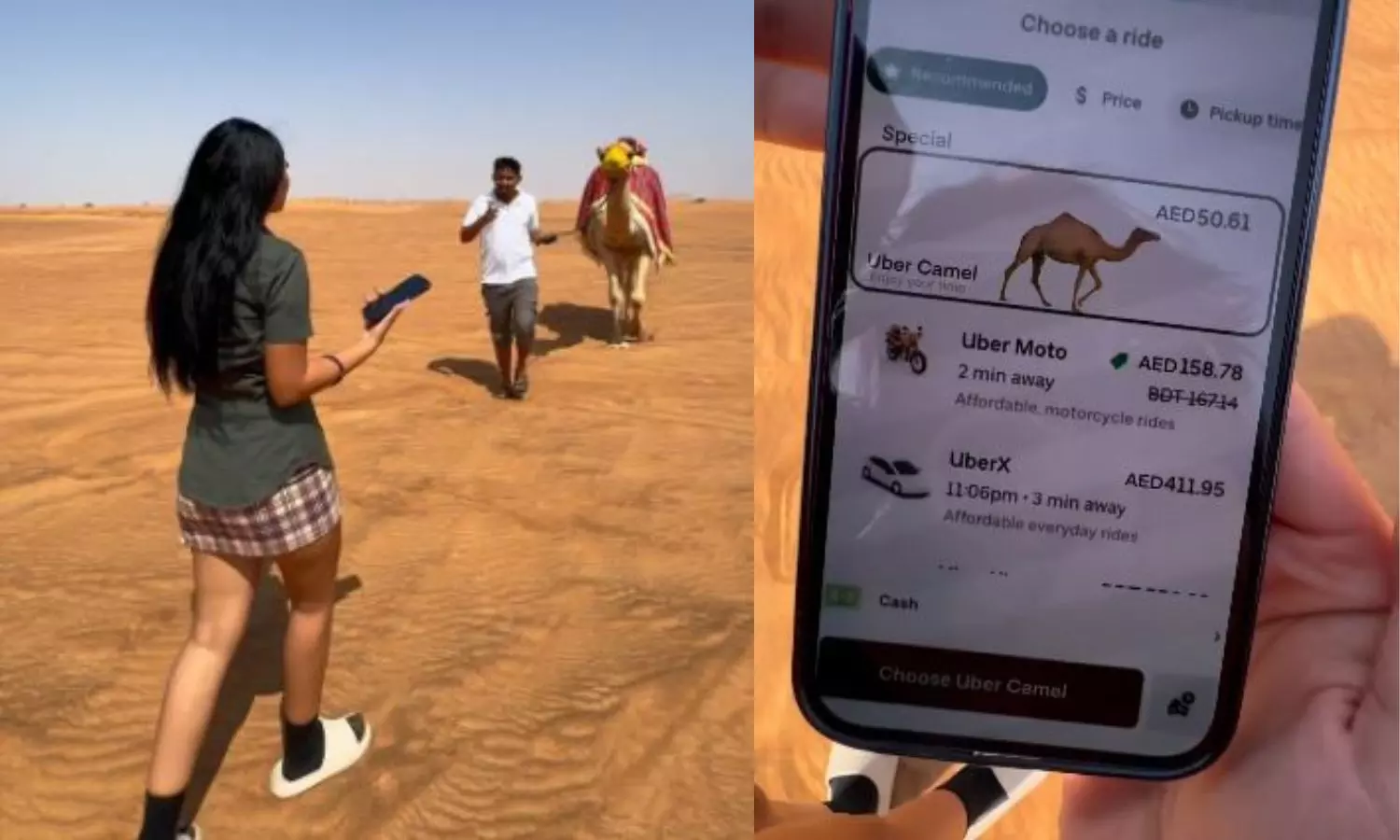 Video of women ordering camel after getting stuck in desert, Internet reacts