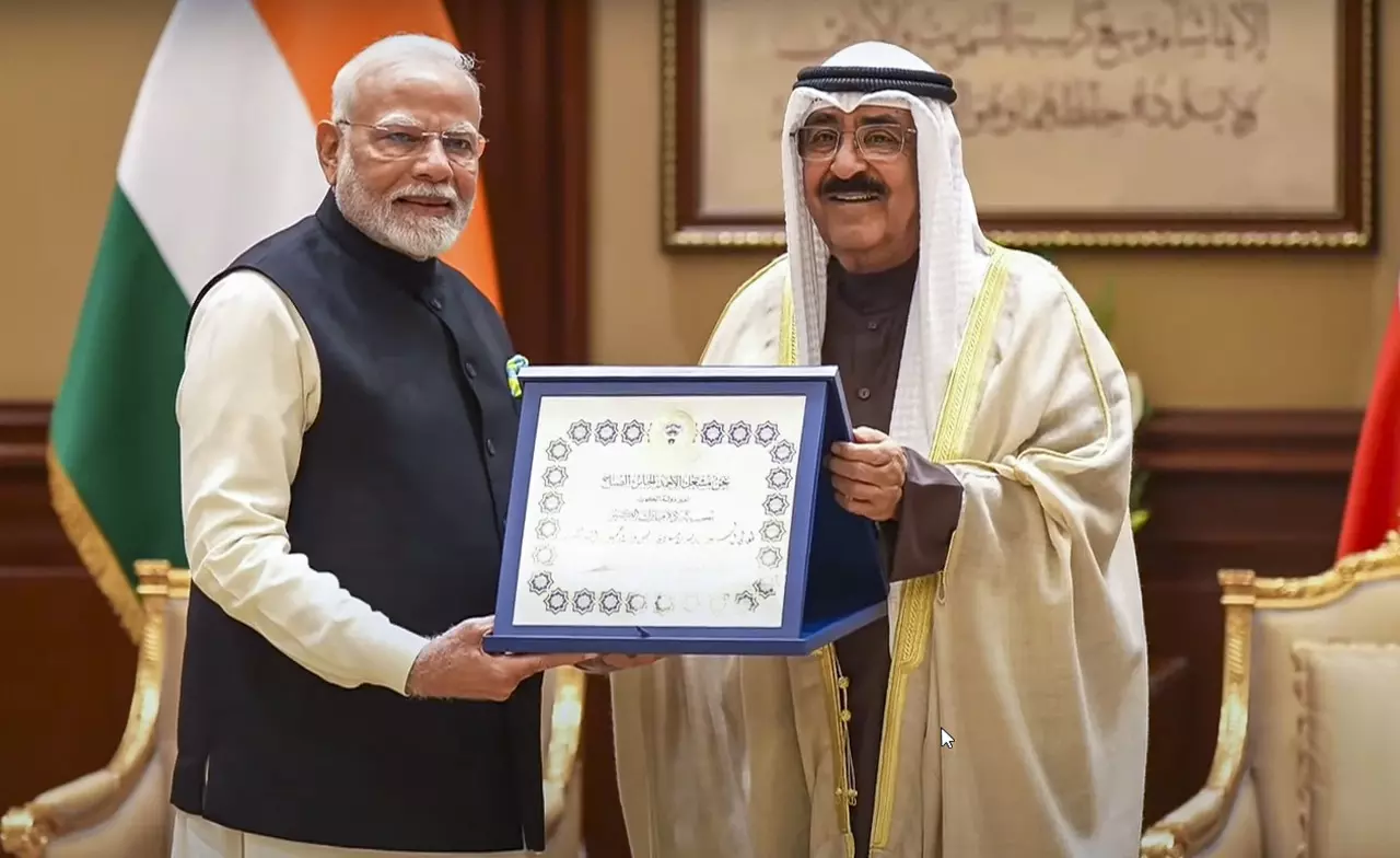 Modi receives Kuwait’s highest honour for boosting Indo-Kuwaiti ties