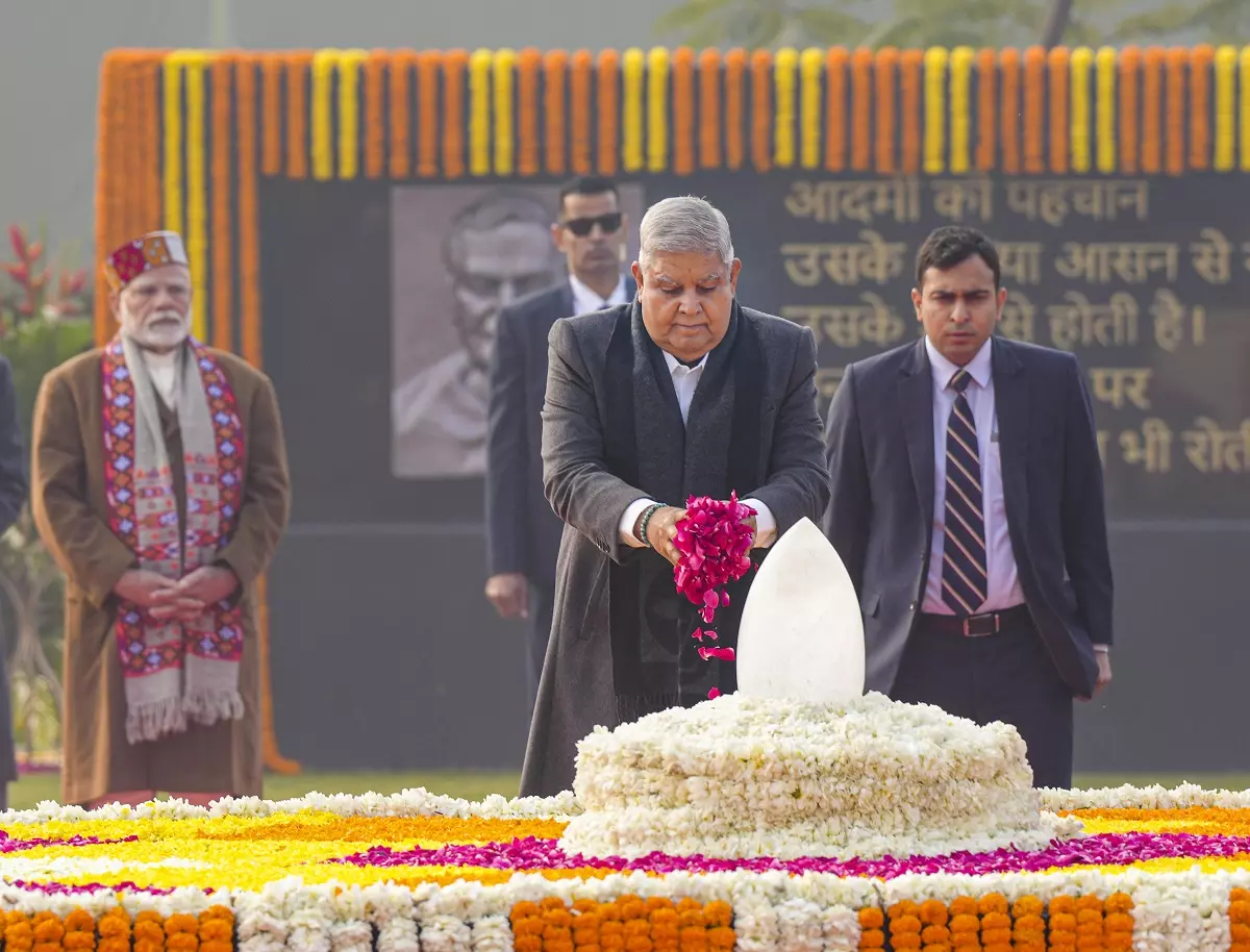 Work with sense of 'nation first' to defeat forces inimical to country's progress: VP Dhankhar