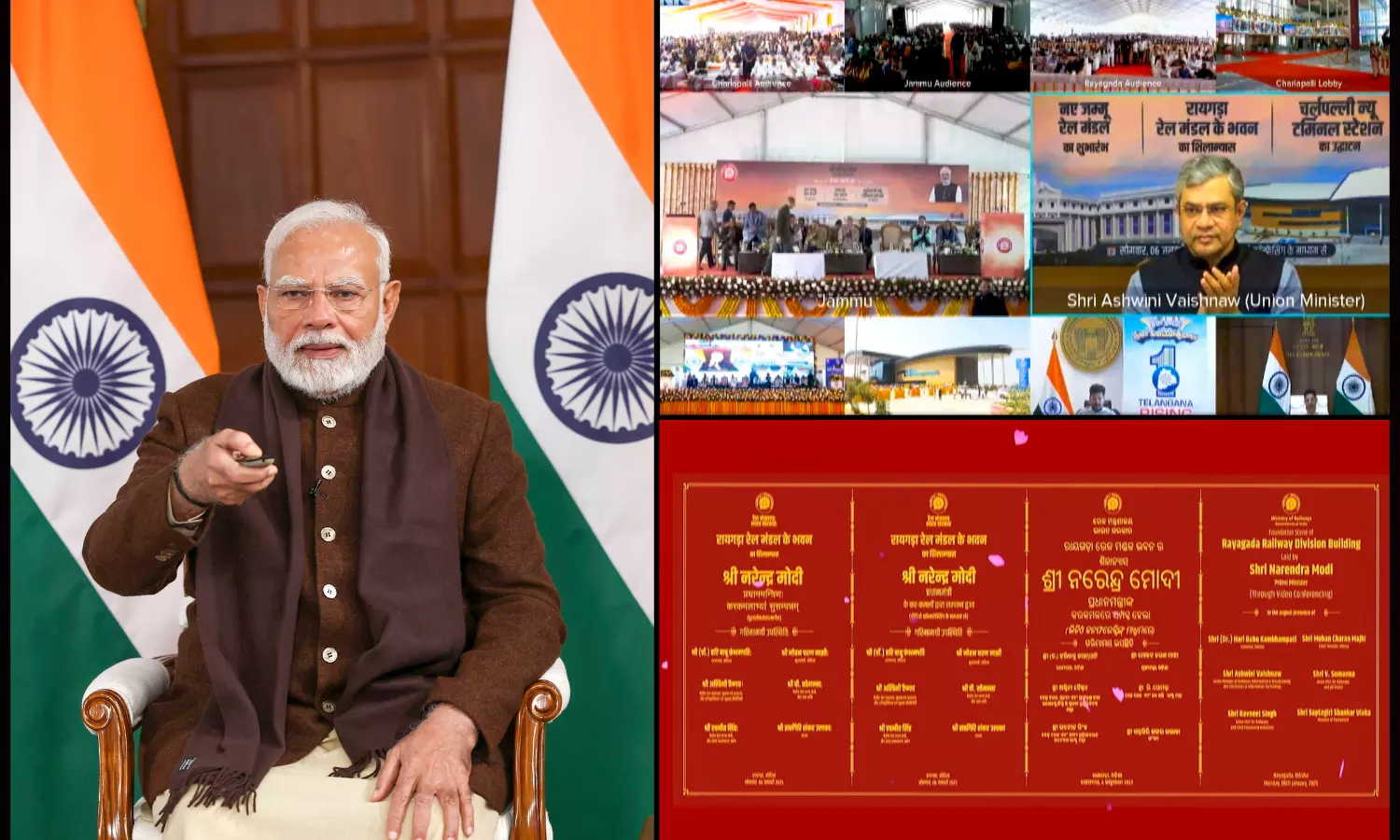 Modi launches major railways projects in Telangana, J&K and Odisha