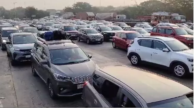 ORR, Pantangi toll plaza witnessed heavy rush as people flock to hometown for Sankranti