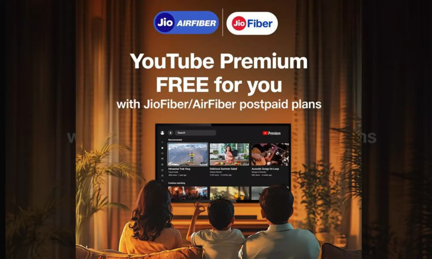 JioAirFiber, JioFiber Users to Enjoy YouTube Premium at No Extra Cost