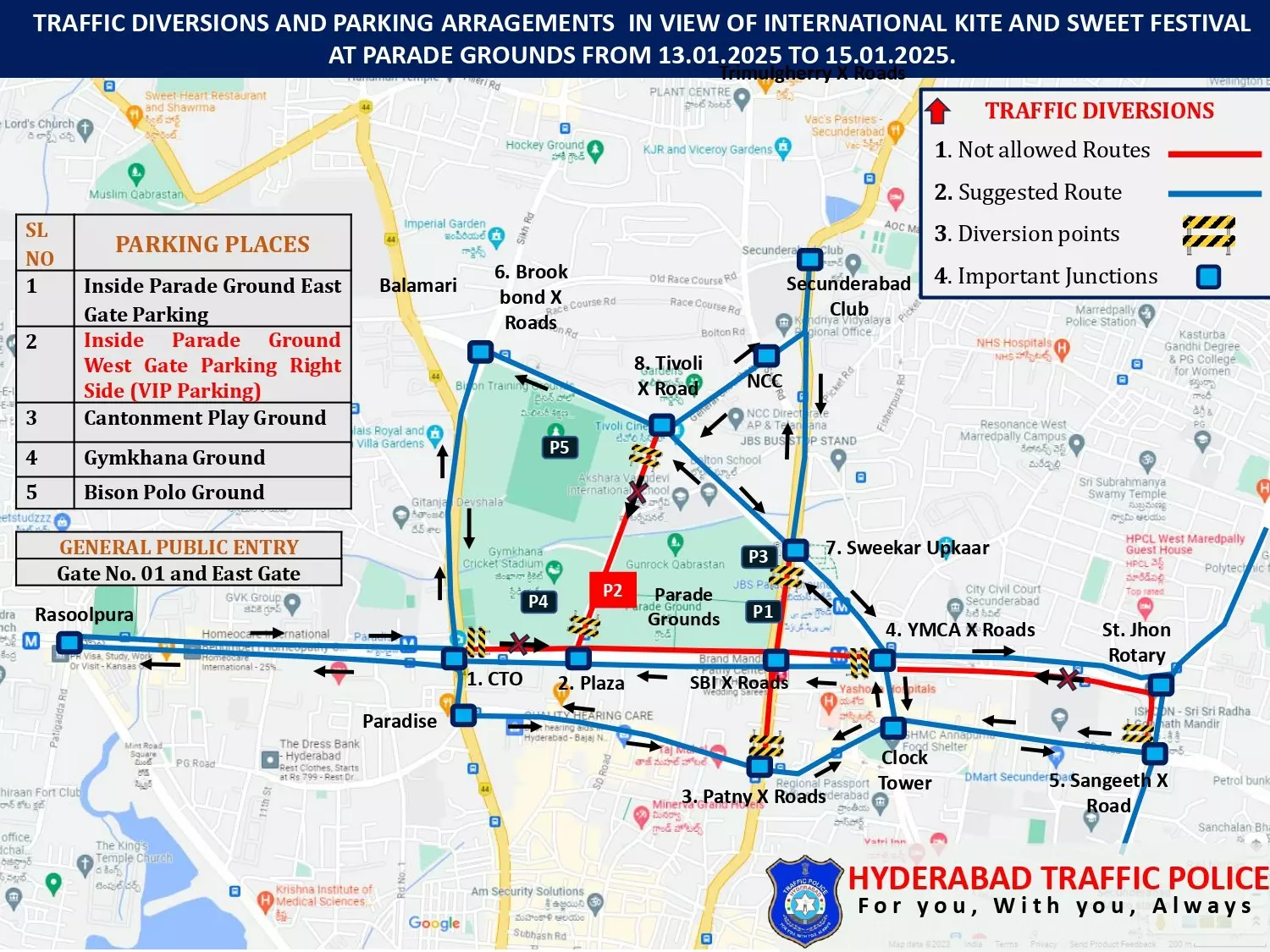 Hyderabad: Traffic advisory for International Kite and Sweet Festival