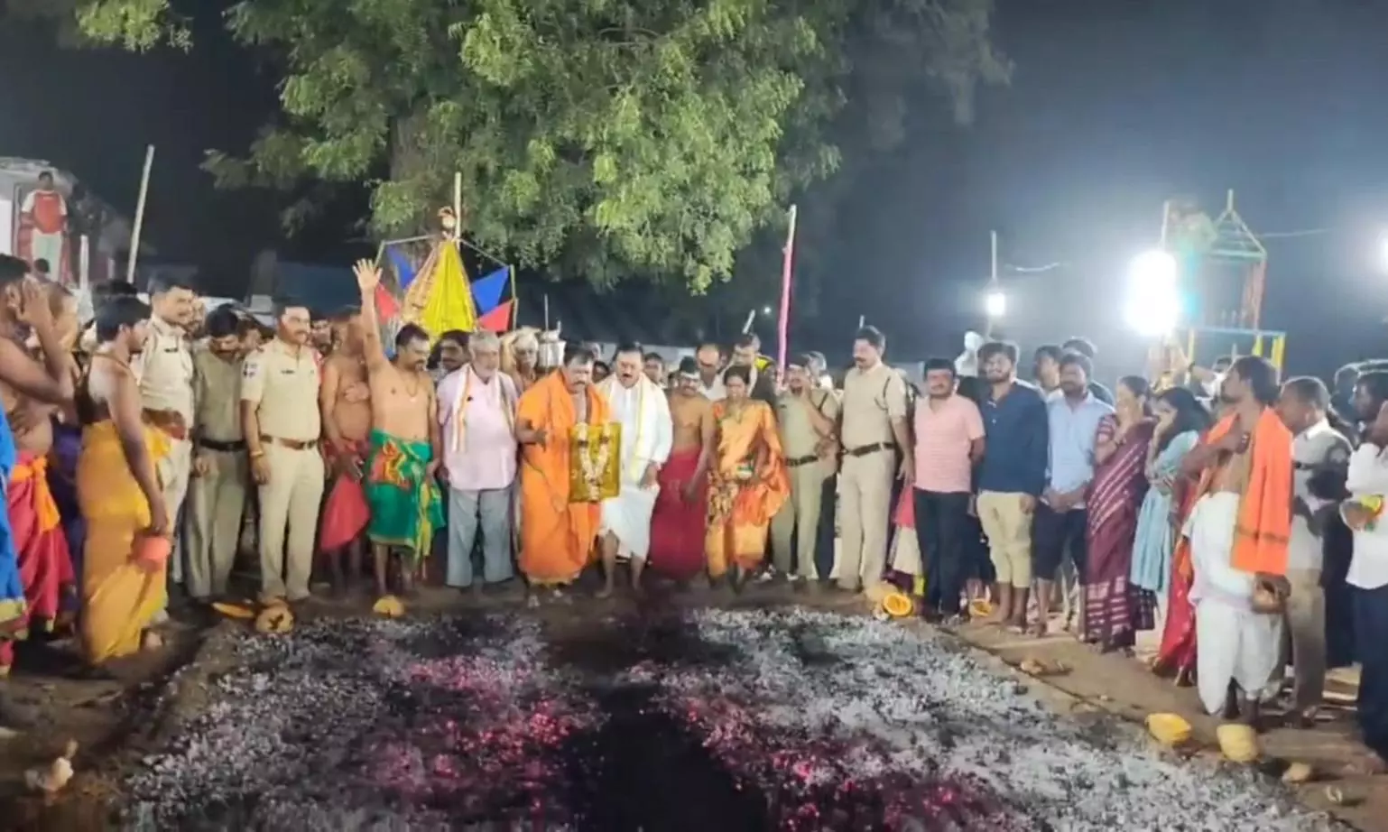 Telangana: Sri Veerabhadra Swamy brahmotsavams Ends with Grand Fire Walk