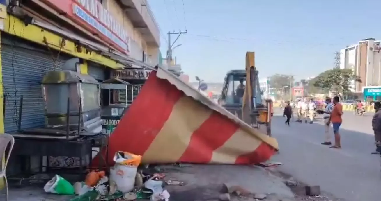 Encroachments razed at LB Nagar