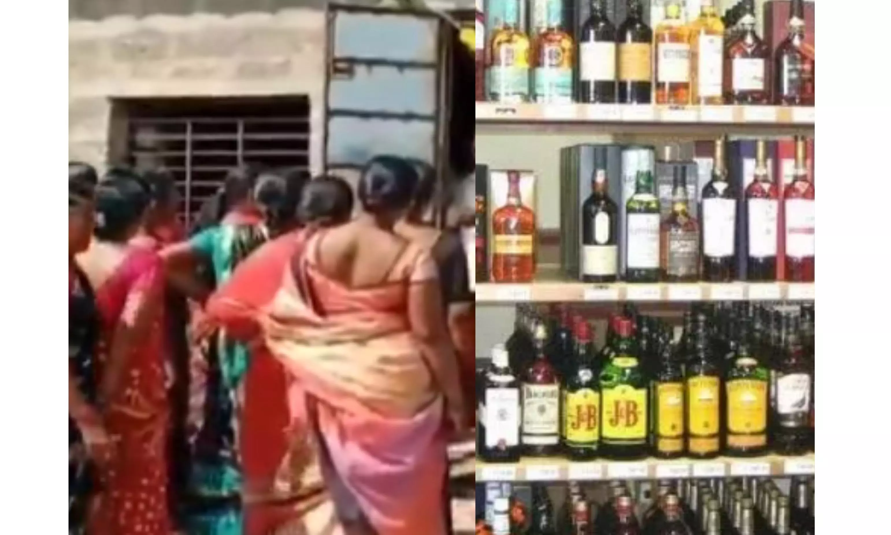 Women protest against liquor shop in Kodandaramapuram