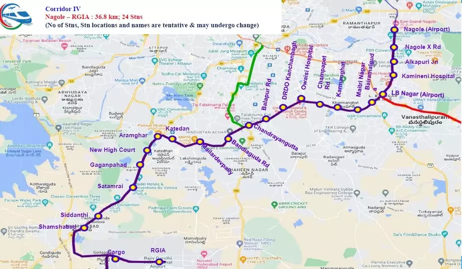 Hyderabad Metro Rail Limited Unveils Proposed Route for Corridor IV from Nagole to RGIA