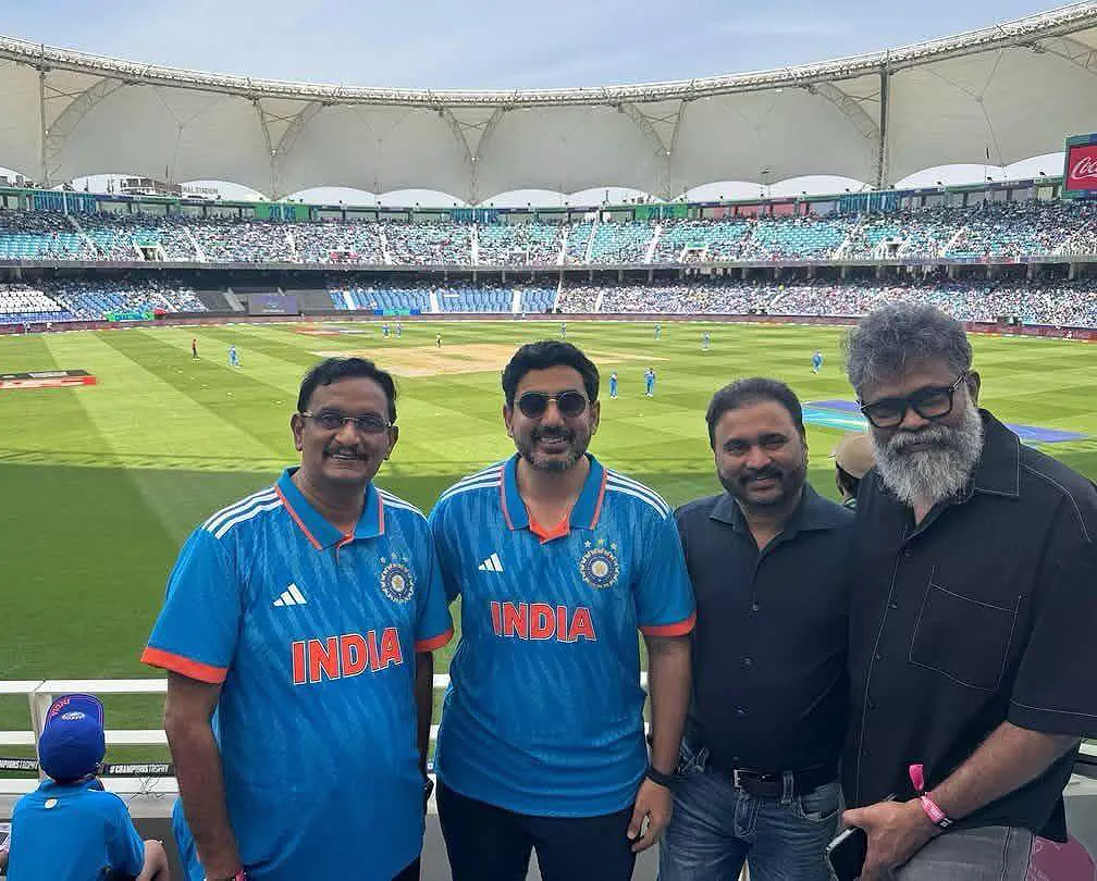 Lokesh cheers for India at Champions Trophy match in Dubai