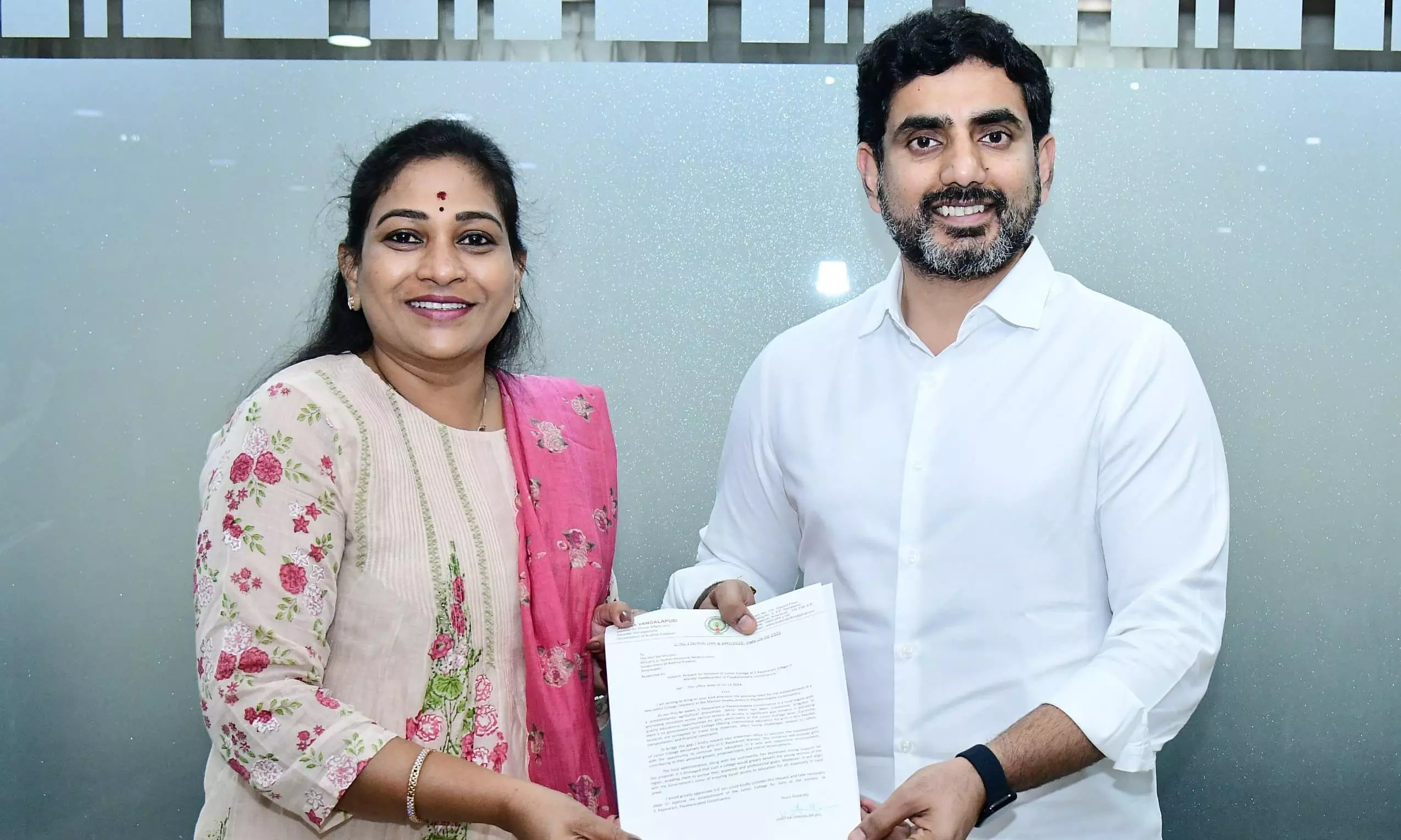 HM submits memorandum to Lokesh for Skill Development Centre