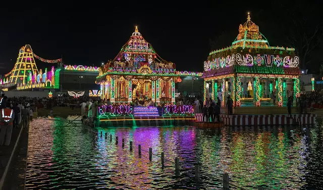 Tirumala Lord adorns Sri Krishna Avatar on 2nd day of Teppotsavam