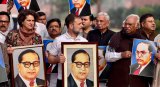 INDIA bloc MPs protest in Parliament premises, demand Amit Shah's apology for Ambedkar remarks