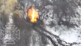 Ukrainian tank burns out after reported Russian drone strike (VIDEO)