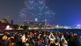 Hong Kong’s first pyrotechnics drone show wows crowd with panda-themed display