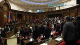 Armenian MPs hold a minute's silence for deceased colleague